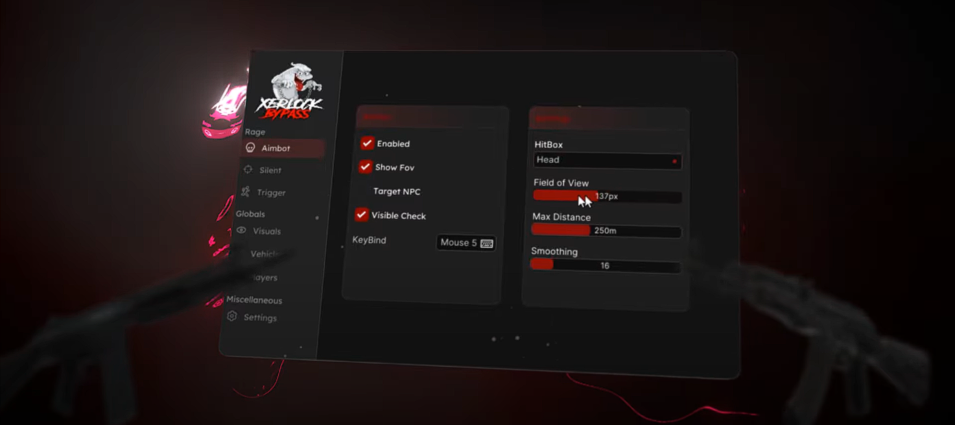 Interface avançada do sistema de controle Xerlock Bypass